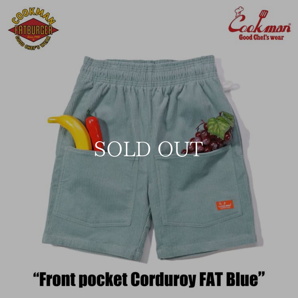 画像3: COOKMAN  シェフパンツ Chef Pants Short Front Pocket Corduroy FAT Blue (3)
