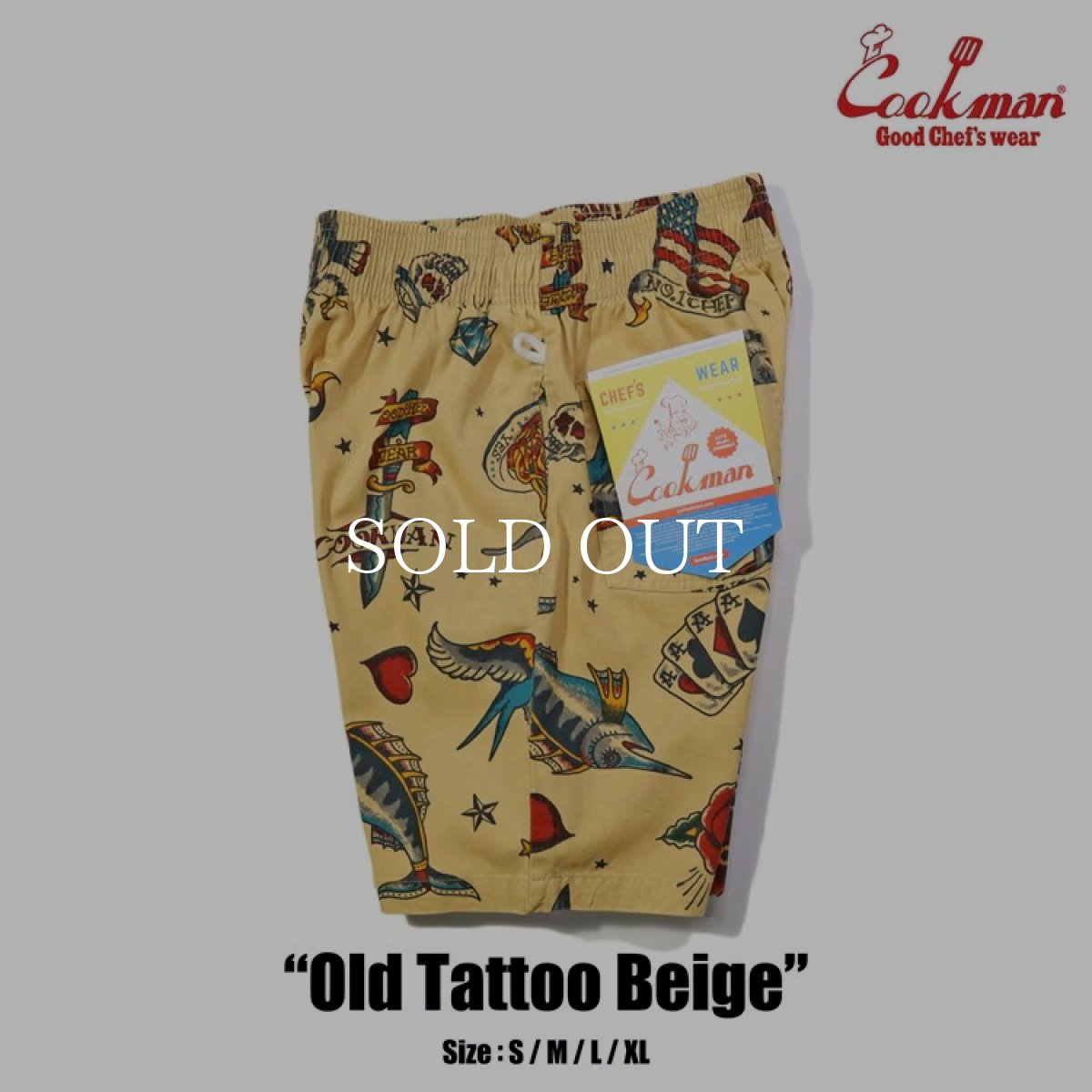 画像8: COOKMAN  シェフパンツ Chef Pants Short Old Tattoo Beige (8)