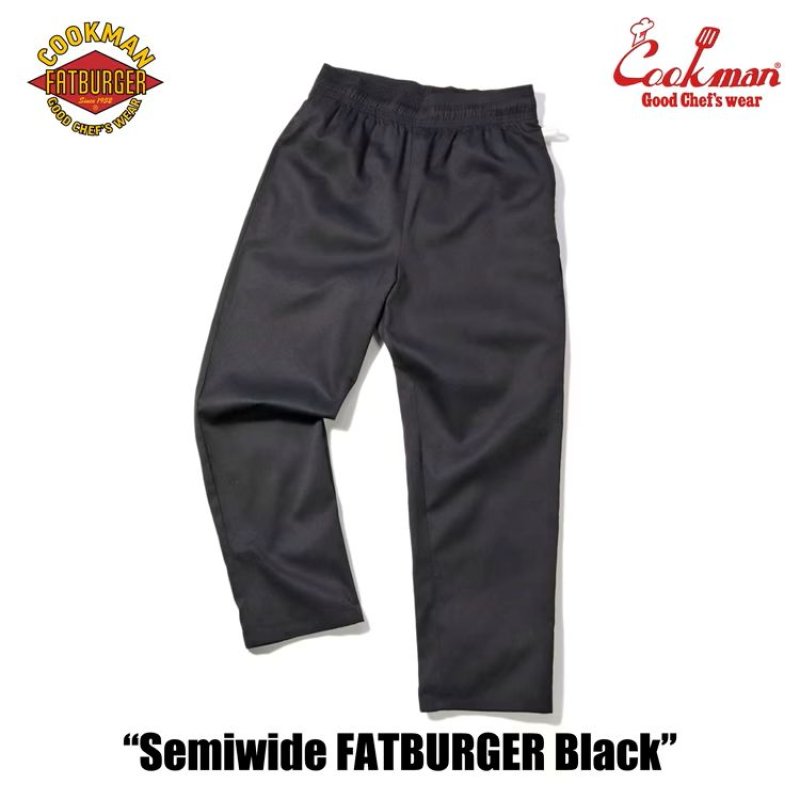 COOKMAN シェフパンツ Chef Pants Semiwide FATBURGER Black 151-51846