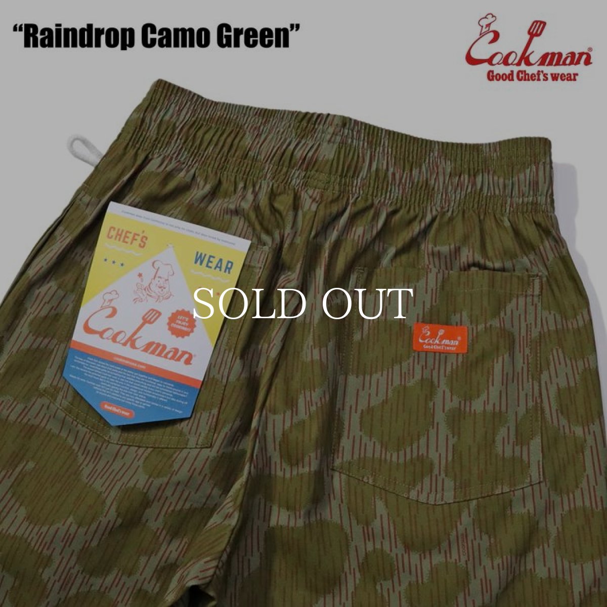 画像7: COOKMAN  シェフパンツ Chef Pants Short Front Pocket Raindrop Camo Green (7)