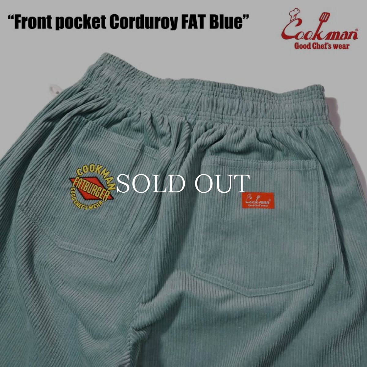 画像6: COOKMAN  シェフパンツ Chef Pants Short Front Pocket Corduroy FAT Blue (6)