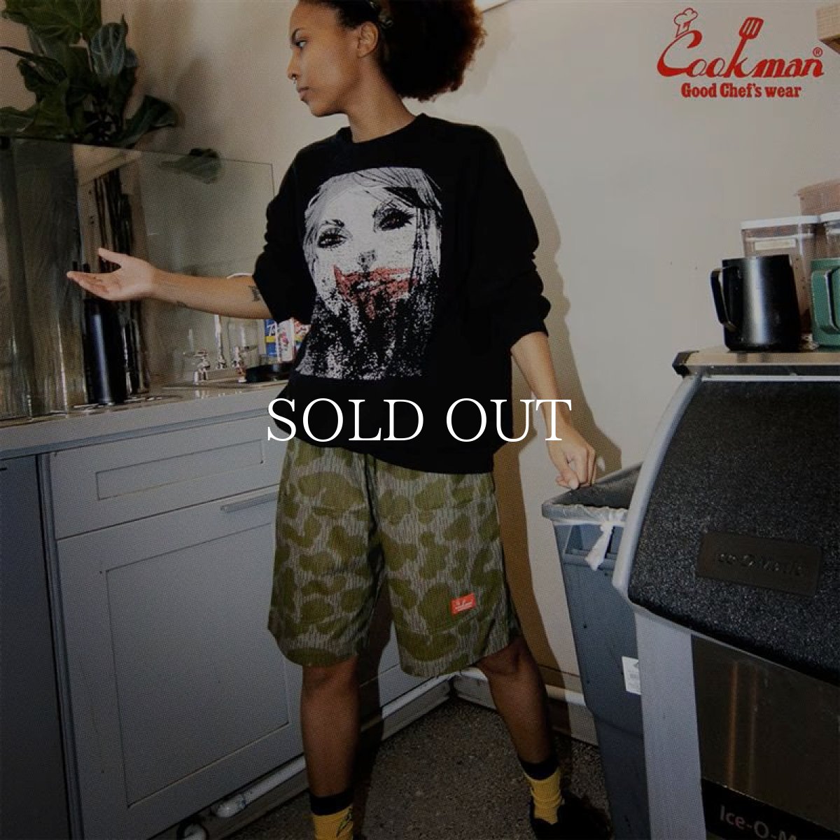 画像14: COOKMAN  シェフパンツ Chef Pants Short Front Pocket Raindrop Camo Green (14)