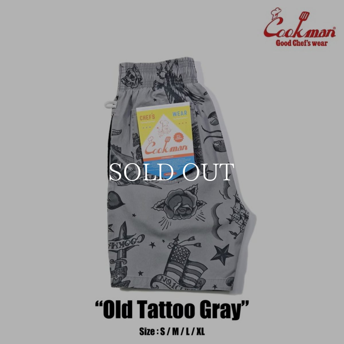 画像1: COOKMAN  シェフパンツ Chef Pants Short Old Tattoo Gray (1)