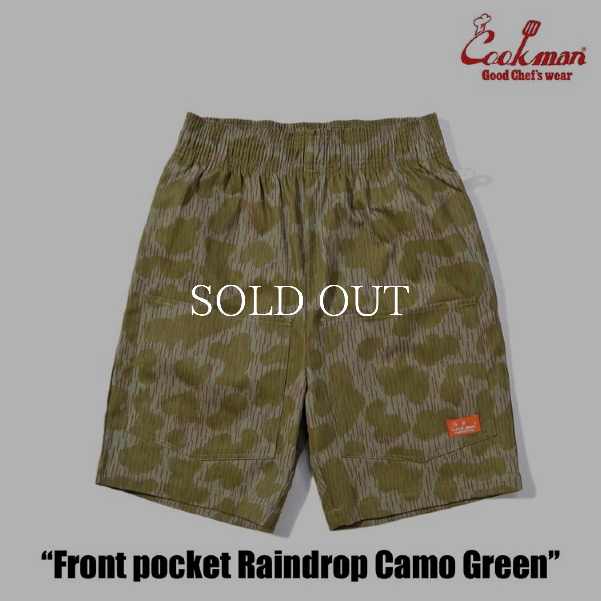 画像2: COOKMAN  シェフパンツ Chef Pants Short Front Pocket Raindrop Camo Green (2)