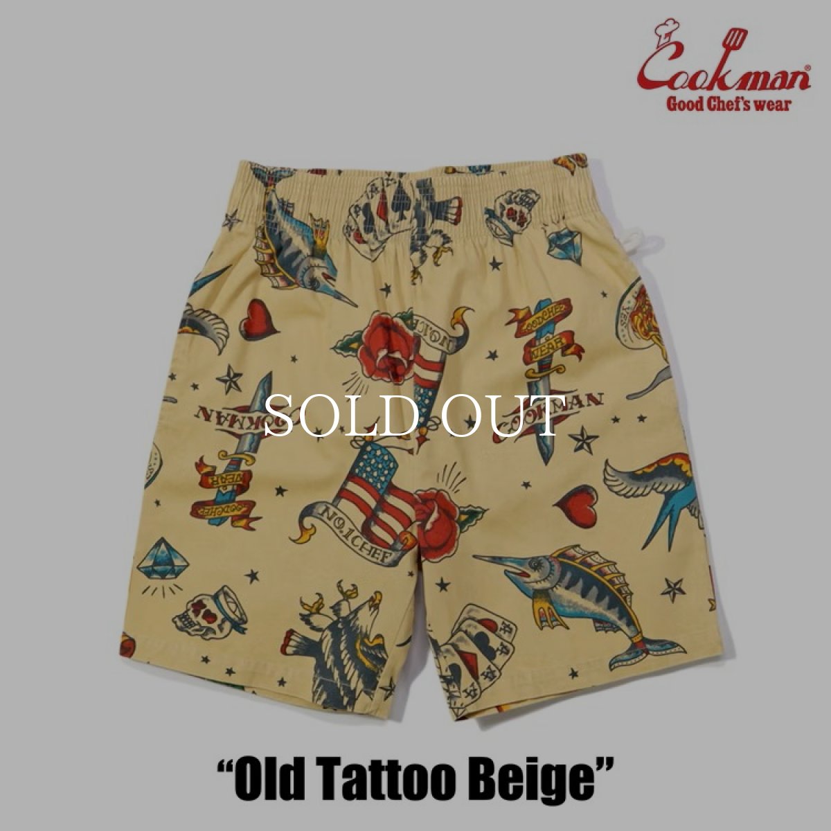 画像2: COOKMAN  シェフパンツ Chef Pants Short Old Tattoo Beige (2)