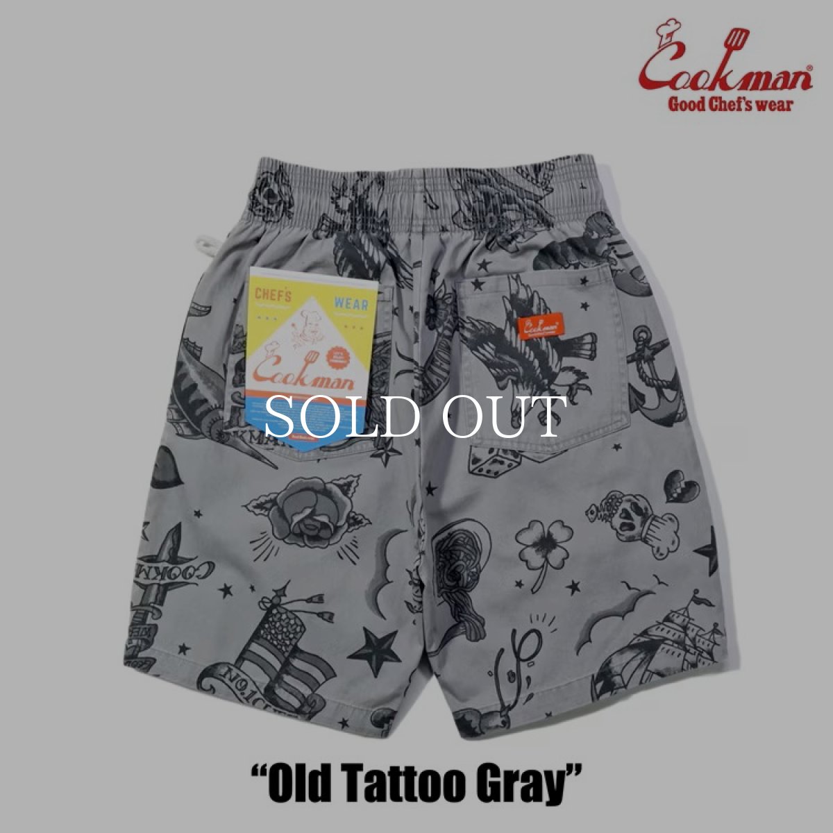 画像3: COOKMAN  シェフパンツ Chef Pants Short Old Tattoo Gray (3)