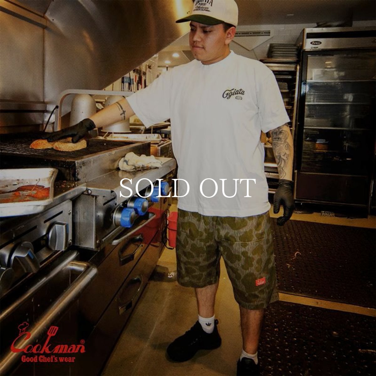 画像15: COOKMAN  シェフパンツ Chef Pants Short Front Pocket Raindrop Camo Green (15)