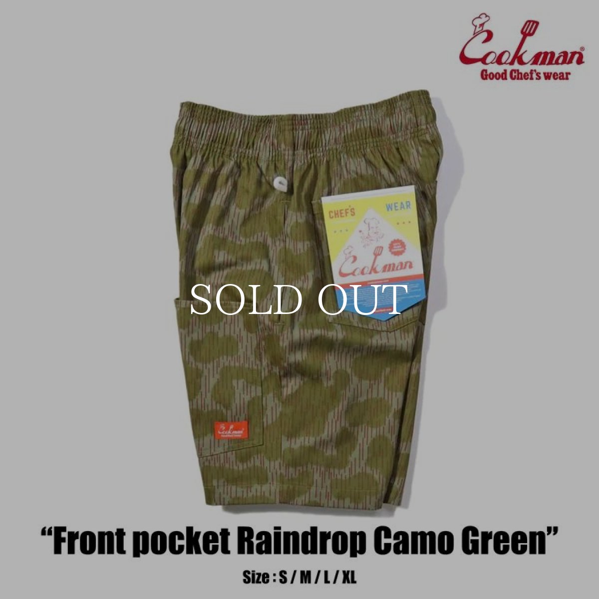 画像10: COOKMAN  シェフパンツ Chef Pants Short Front Pocket Raindrop Camo Green (10)