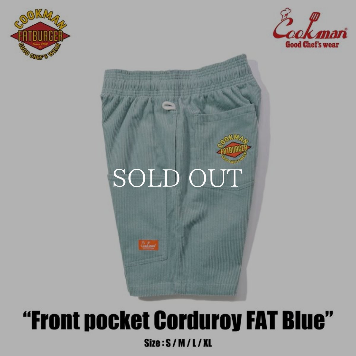 画像11: COOKMAN  シェフパンツ Chef Pants Short Front Pocket Corduroy FAT Blue (11)