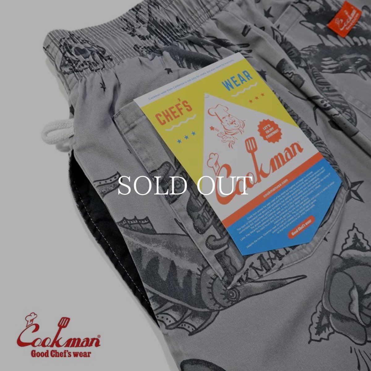 画像7: COOKMAN  シェフパンツ Chef Pants Short Old Tattoo Gray (7)