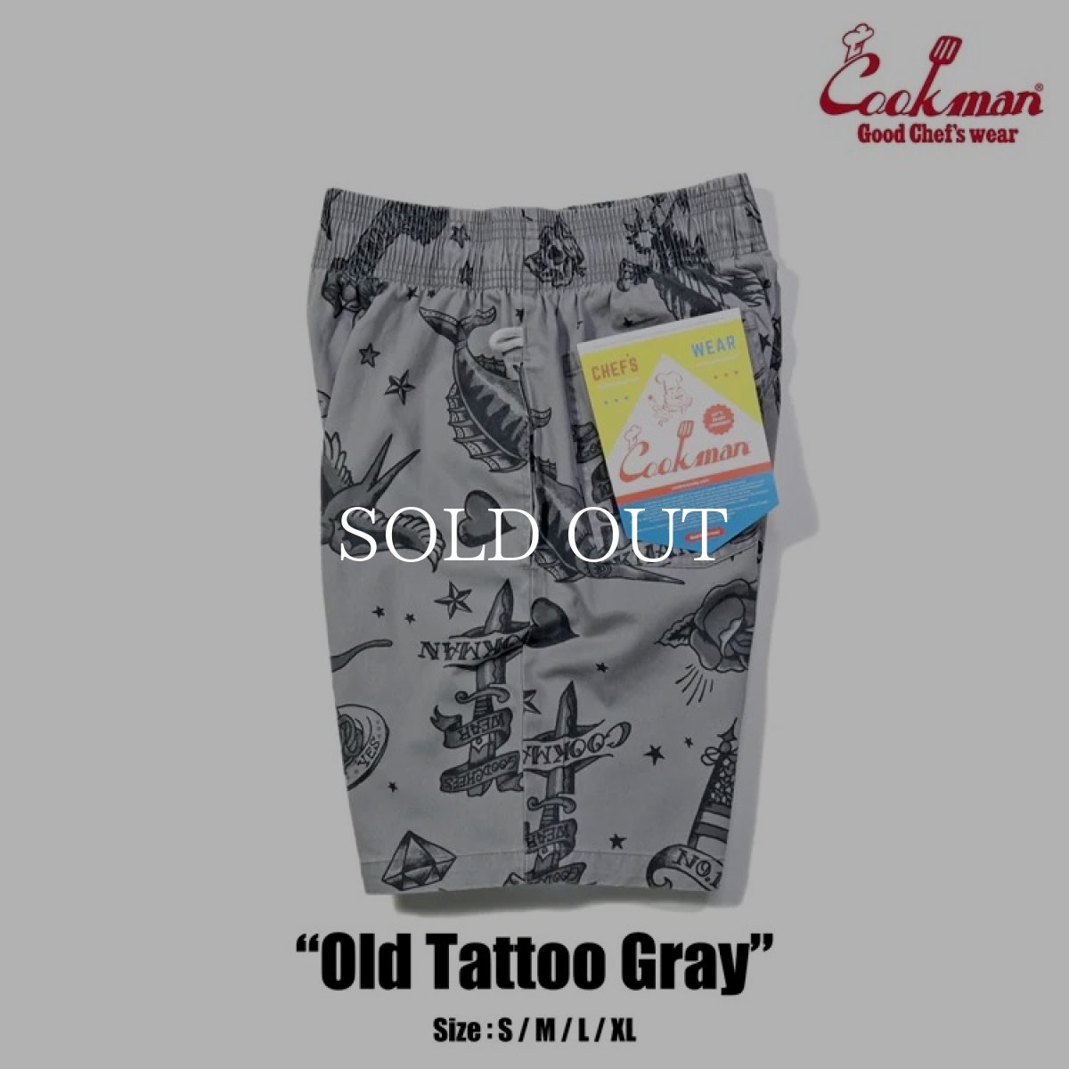 画像8: COOKMAN  シェフパンツ Chef Pants Short Old Tattoo Gray (8)