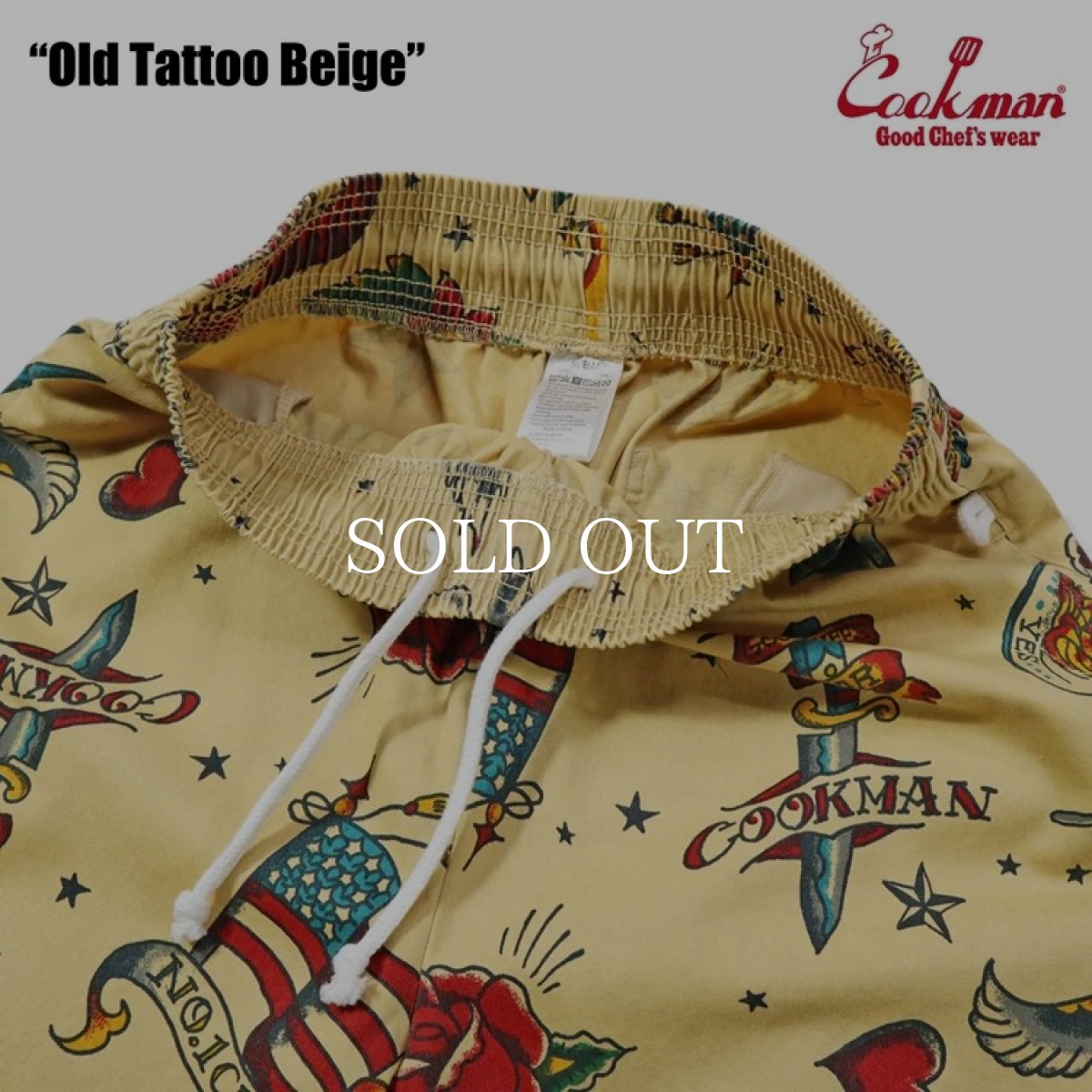 画像4: COOKMAN  シェフパンツ Chef Pants Short Old Tattoo Beige (4)