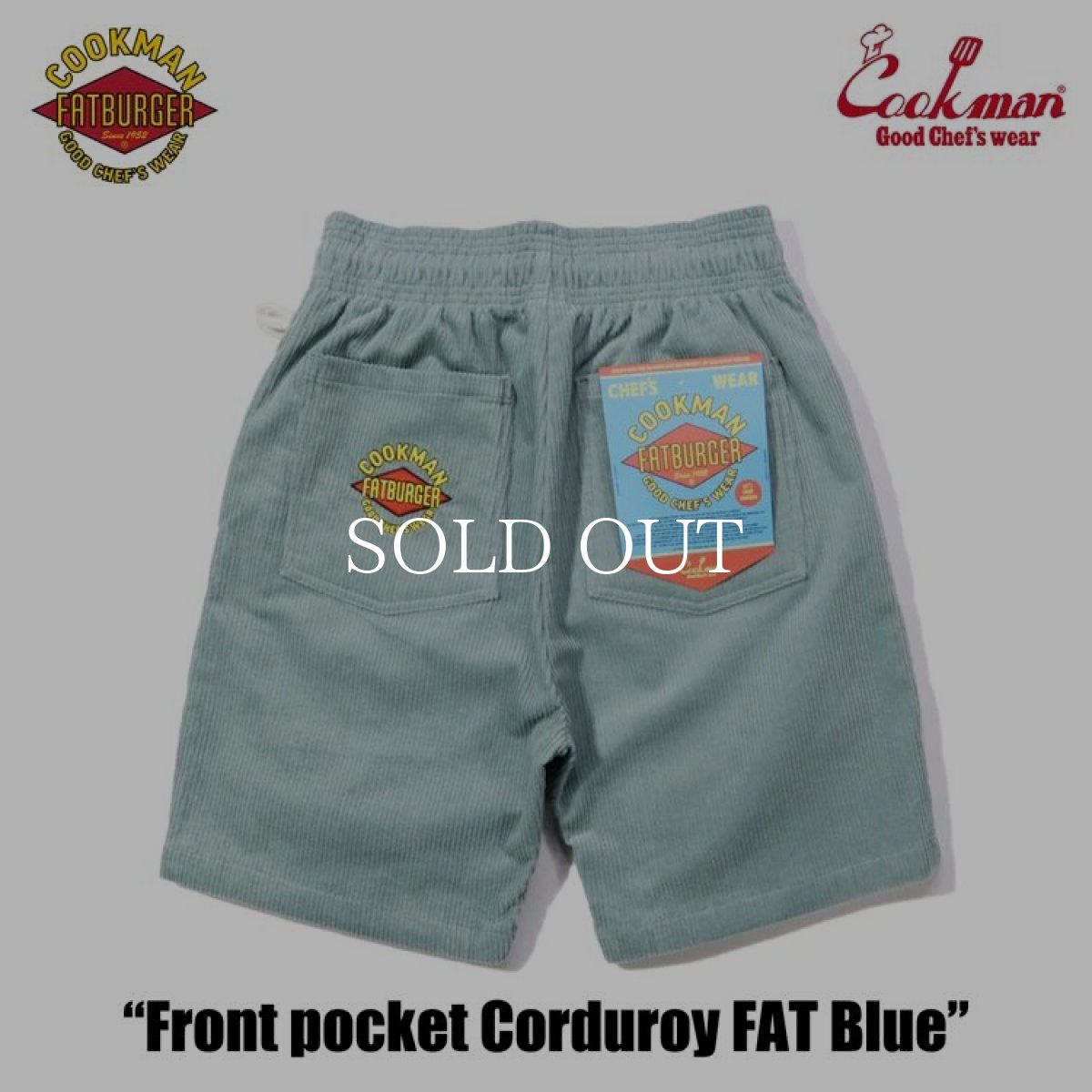 画像4: COOKMAN  シェフパンツ Chef Pants Short Front Pocket Corduroy FAT Blue (4)