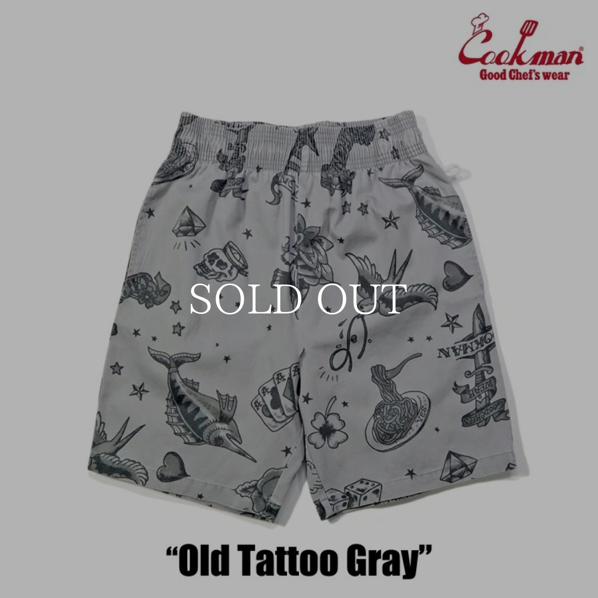 画像2: COOKMAN  シェフパンツ Chef Pants Short Old Tattoo Gray (2)