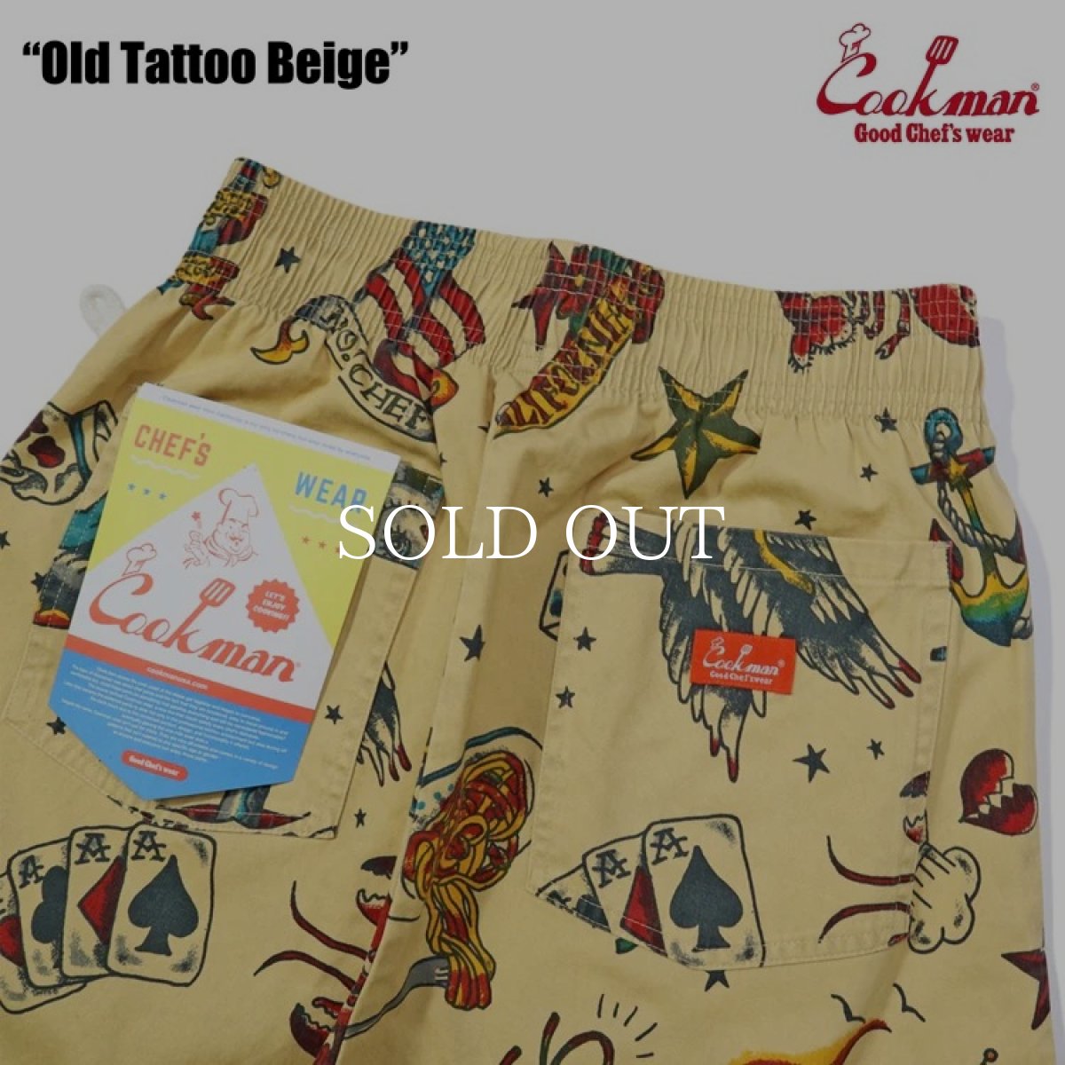 画像5: COOKMAN  シェフパンツ Chef Pants Short Old Tattoo Beige (5)