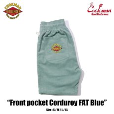画像1: COOKMAN  シェフパンツ Chef Pants Short Front Pocket Corduroy FAT Blue (1)