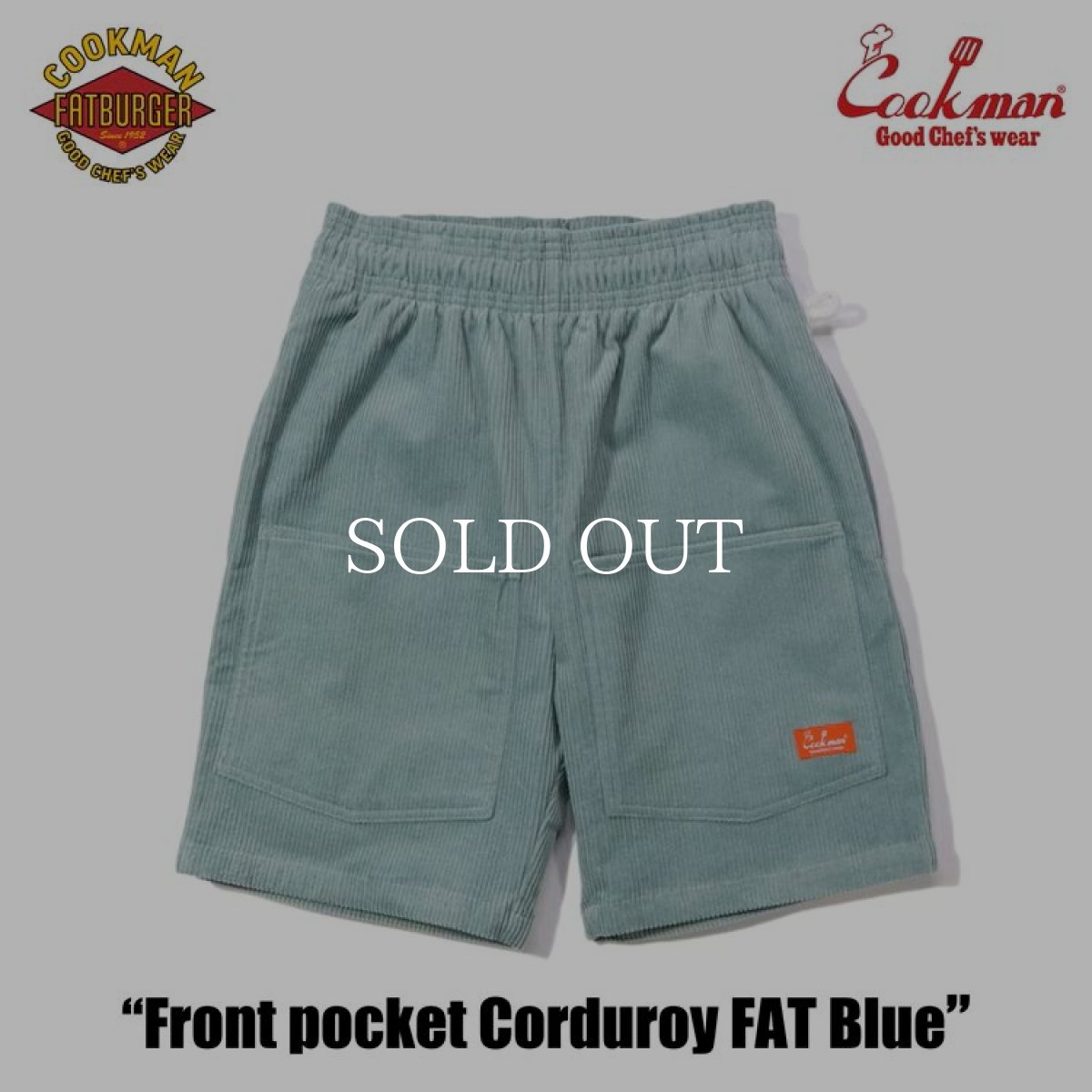 画像2: COOKMAN  シェフパンツ Chef Pants Short Front Pocket Corduroy FAT Blue (2)