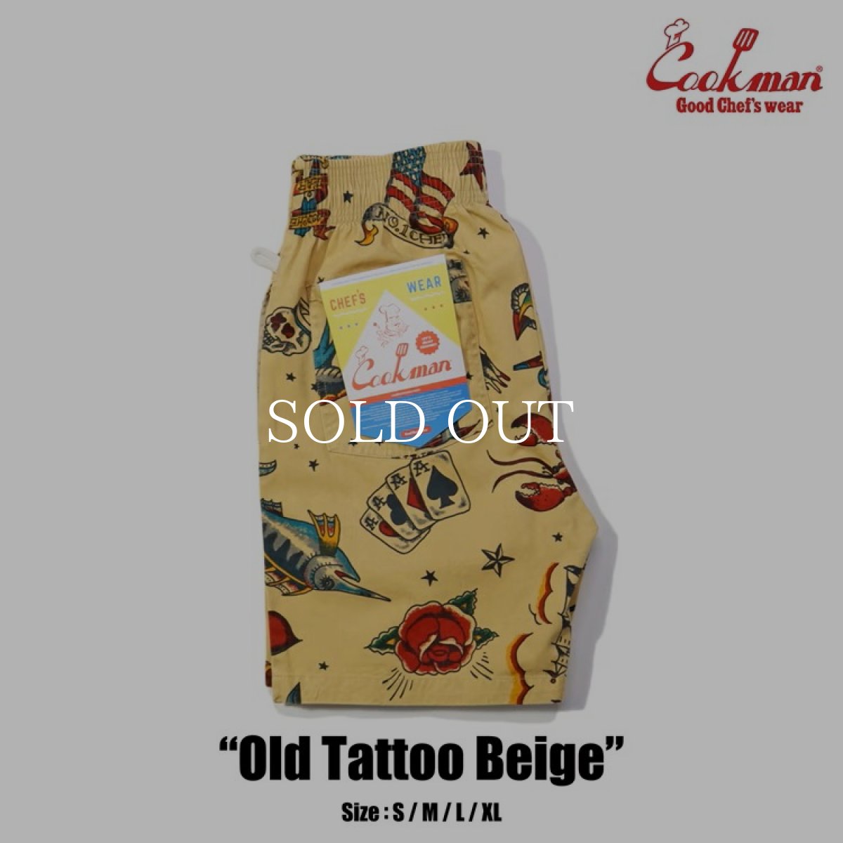 画像1: COOKMAN  シェフパンツ Chef Pants Short Old Tattoo Beige (1)