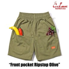 画像3: COOKMAN  シェフパンツ Chef Pants Short Front Pocket Ripstop Olive (3)