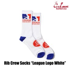画像2: COOKMAN  ソックス Rib Crew Socks League Logo White (2)