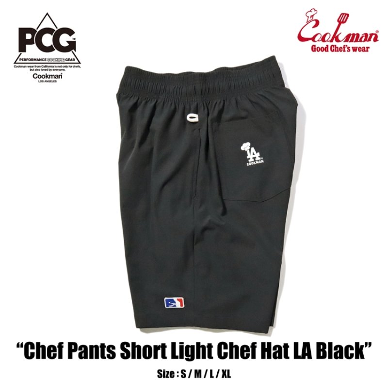 COOKMAN シェフパンツ Chef Pants Short Light Chef Hat LA Black 231