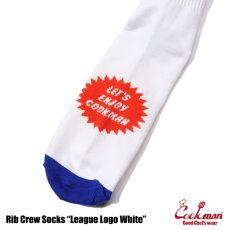 画像4: COOKMAN  ソックス Rib Crew Socks League Logo White (4)