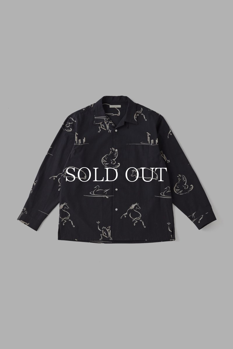 画像1: OLD JOE   ORIGINAL PRINTED OPEN COLLAR SHIRTS (Animal Drawing)  (1)