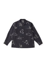画像1: OLD JOE   ORIGINAL PRINTED OPEN COLLAR SHIRTS (Animal Drawing)  (1)