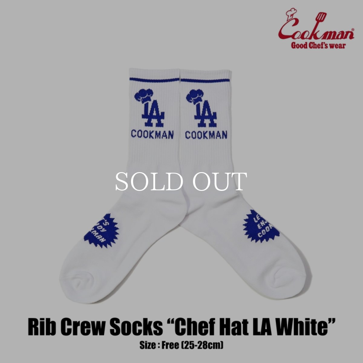画像1: COOKMAN  ソックス Rib Crew Socks Chef Hat LA White (1)