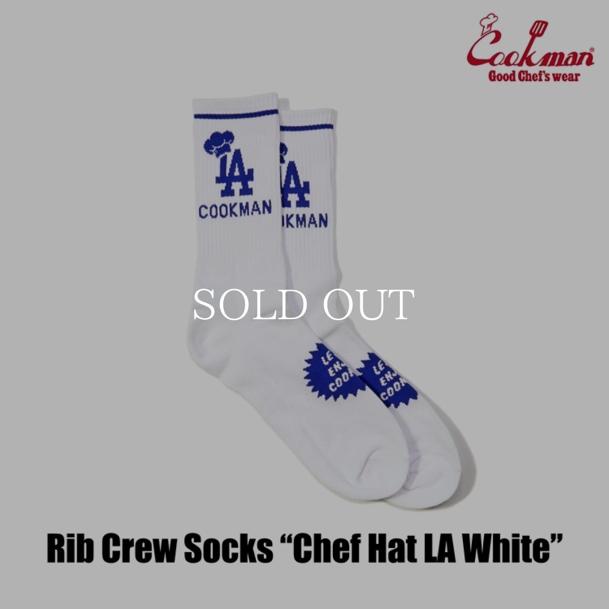 画像2: COOKMAN  ソックス Rib Crew Socks Chef Hat LA White (2)
