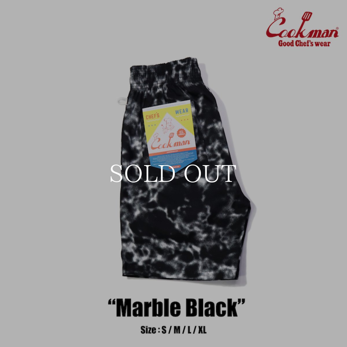 画像1: COOKMAN  シェフパンツ Chef Pants Short Marble Black (1)