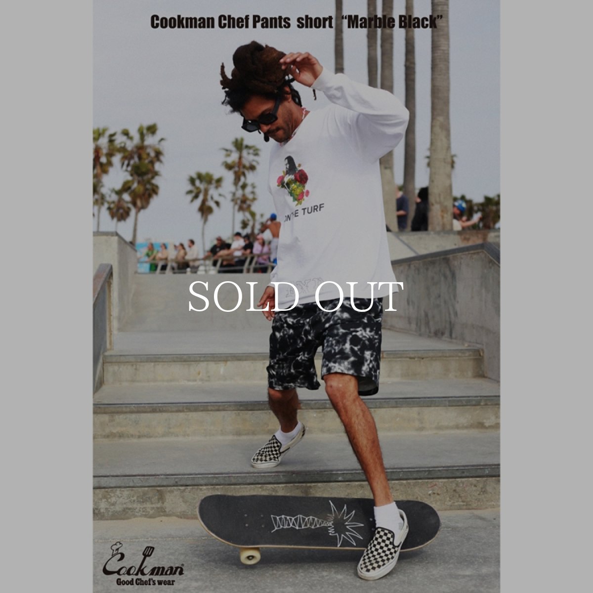 画像5: COOKMAN  シェフパンツ Chef Pants Short Marble Black (5)