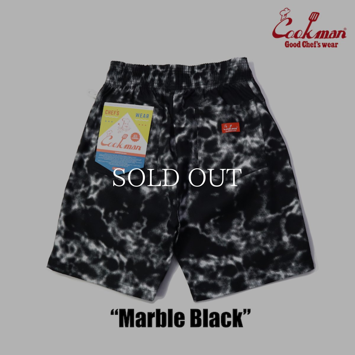 画像3: COOKMAN  シェフパンツ Chef Pants Short Marble Black (3)