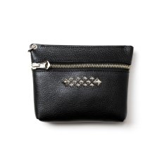 画像1: CALEE  STUDS LEATHER ZIP POUCH (1)