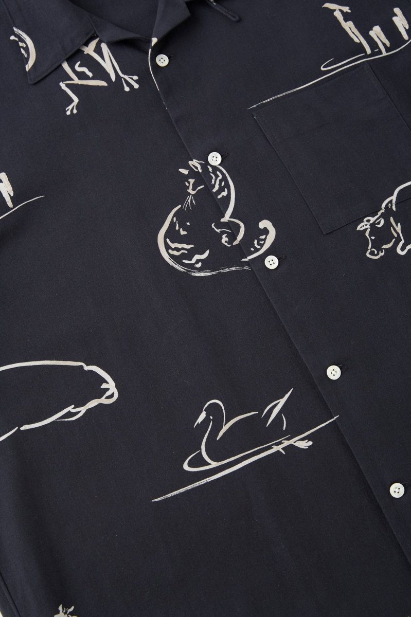 画像3: OLD JOE   ORIGINAL PRINTED OPEN COLLAR SHIRTS (Animal Drawing) Short-sleeve (3)