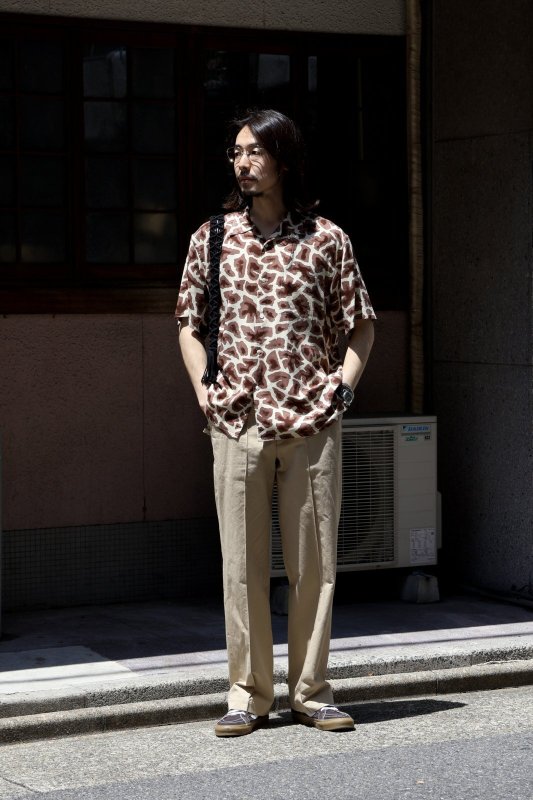 OLD JOE ORIGINAL PRINTED OPEN COLLAR SHIRTS (Giraffe) Short-sleeve