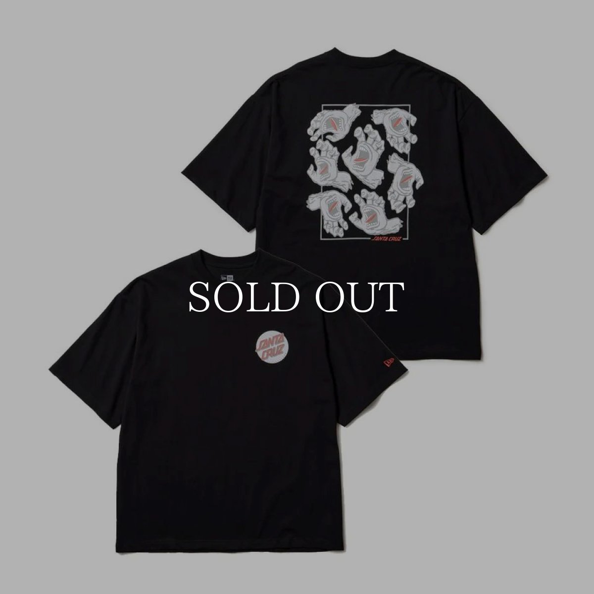 画像1: NEW ERA  半袖 オーバーサイズド コットン Tシャツ SANTA CRUZ スクリーミングハンド ブラック (1)