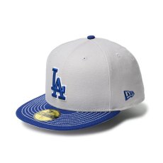 画像1: NEW ERA  59FIFTY Duck Canvas ロサンゼルス・ドジャース グレー ダークロイヤルバイザー (1)
