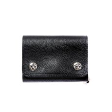 画像1: CALEE  SILVER STAR CONCHO FLAP LEATHER HALF WALLET (1)