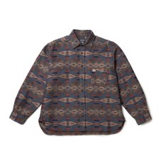 画像1: NEW ERA  長袖 オーバーサイズド シャツ Pendleton ペンドルトン ネイビー (1)