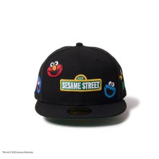 画像3: NEW ERA  59FIFTY SESAME STREET セサミストリート オールオーバー ブラック (3)