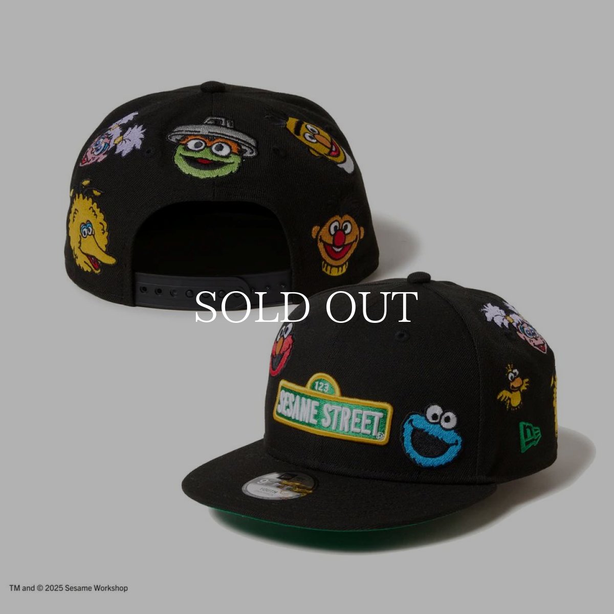 画像1: NEW ERA  キッズ Youth 9FIFTY SESAME STREET セサミストリート オールオーバー ブラック (1)