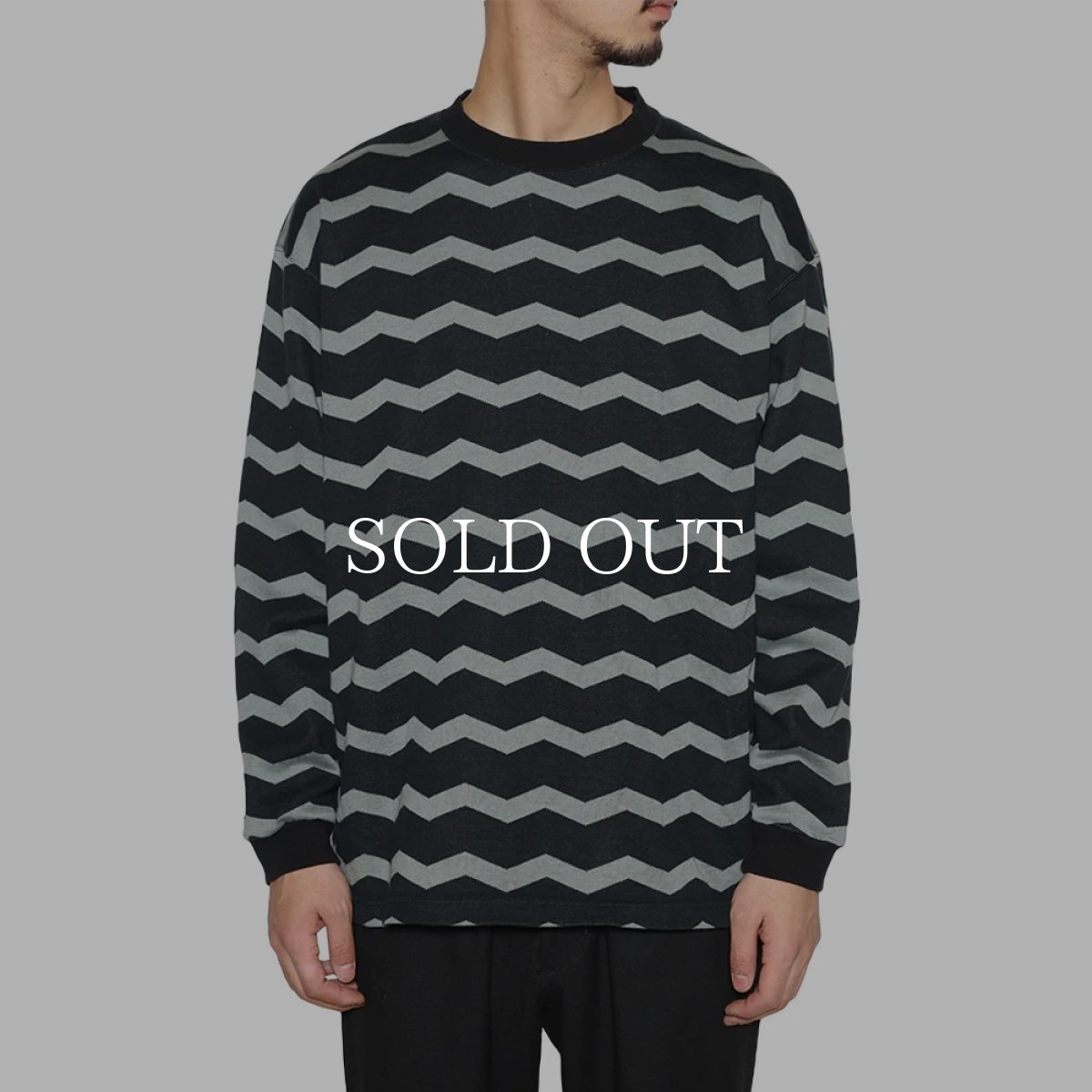 画像4: CALEE  ZIGZAG DOUBLE JACQUARD BORDER L/S CS (4)