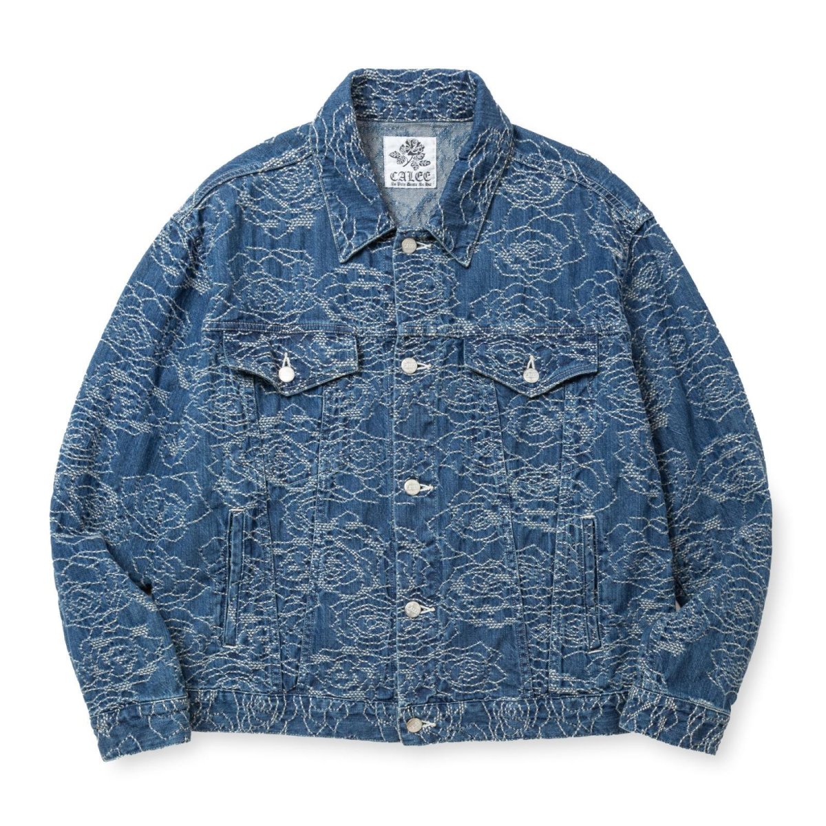画像1: CALEE  ROSE PATTERN JACQUARD 3RD TYPE DENIM JACKET (1)