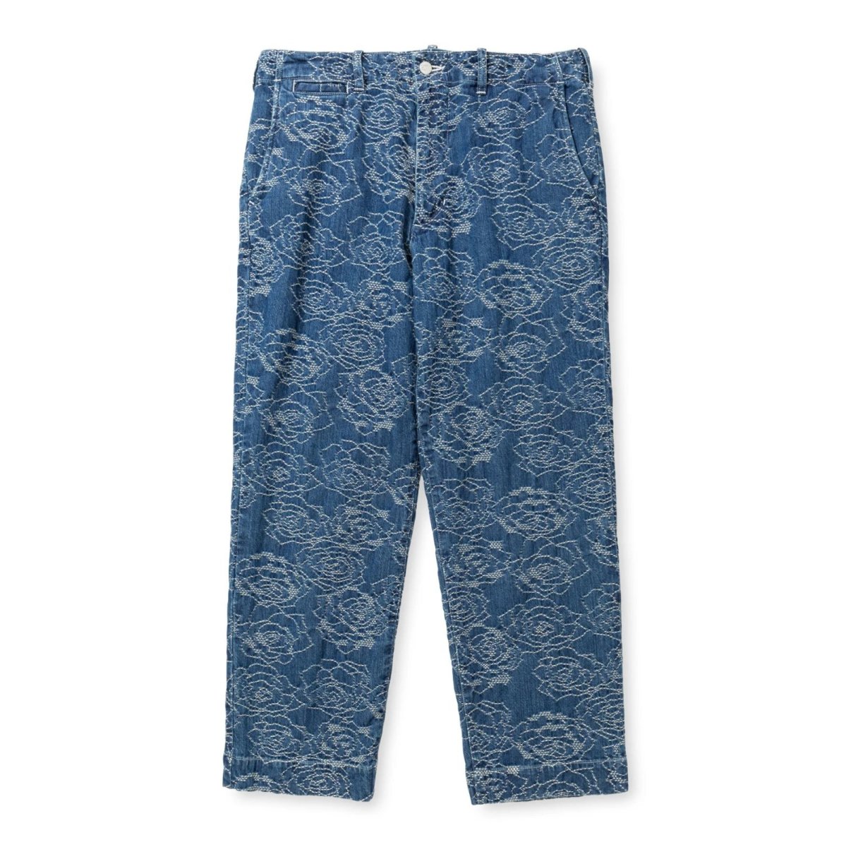 画像1: CALEE  ROSE PATTERN JACQUARD DENIM SLACKS (1)
