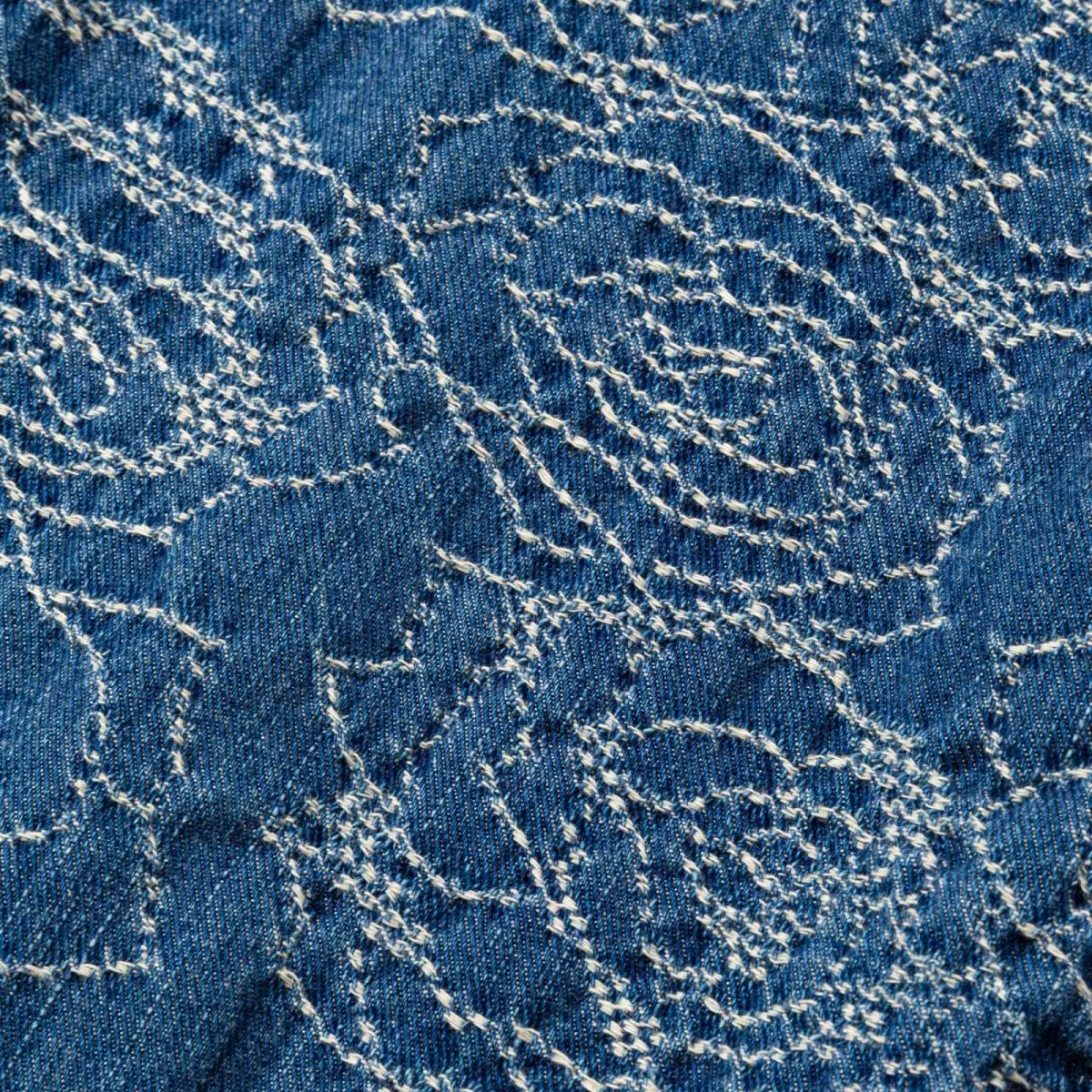 画像7: CALEE  ROSE PATTERN JACQUARD DENIM SLACKS (7)