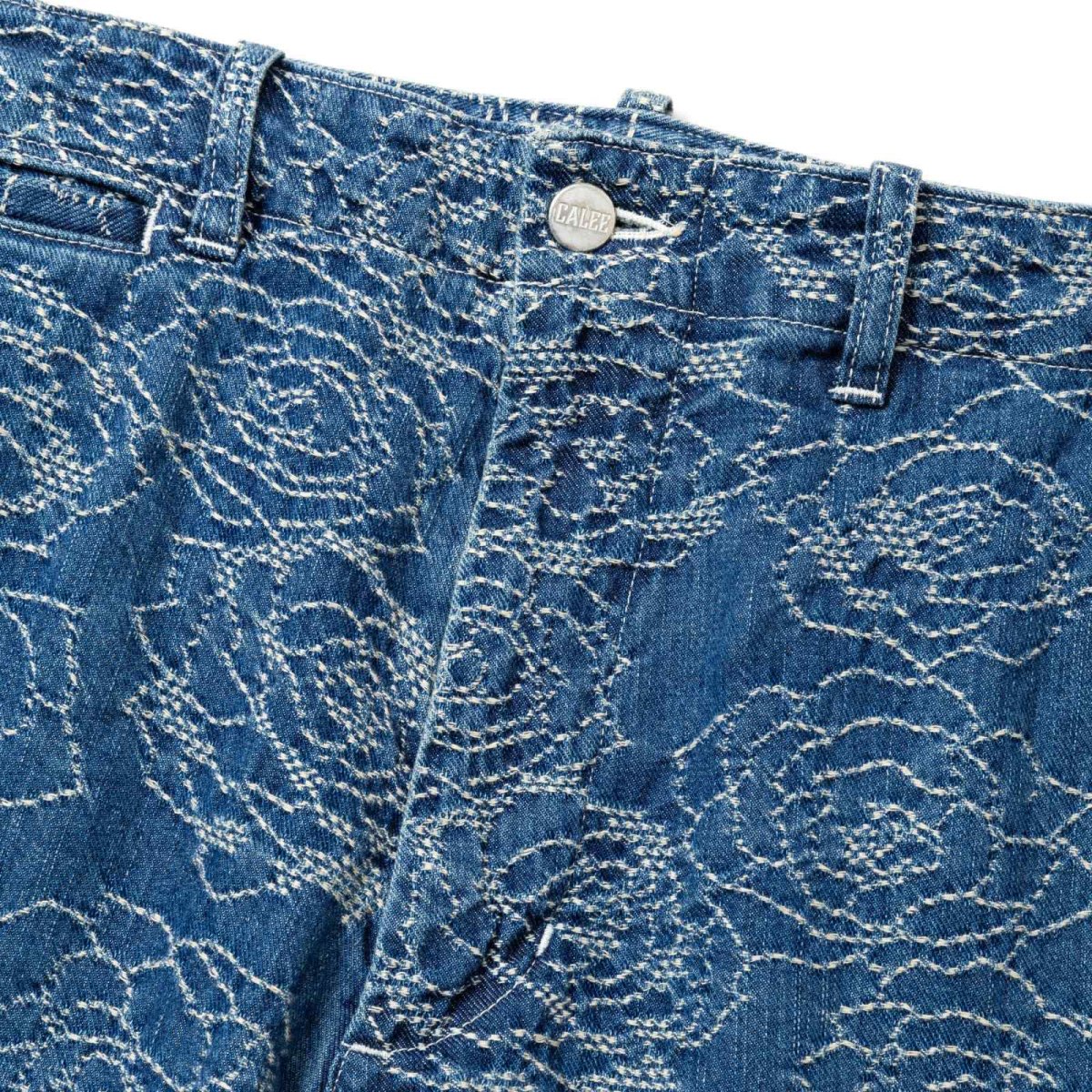 画像3: CALEE  ROSE PATTERN JACQUARD DENIM SLACKS (3)