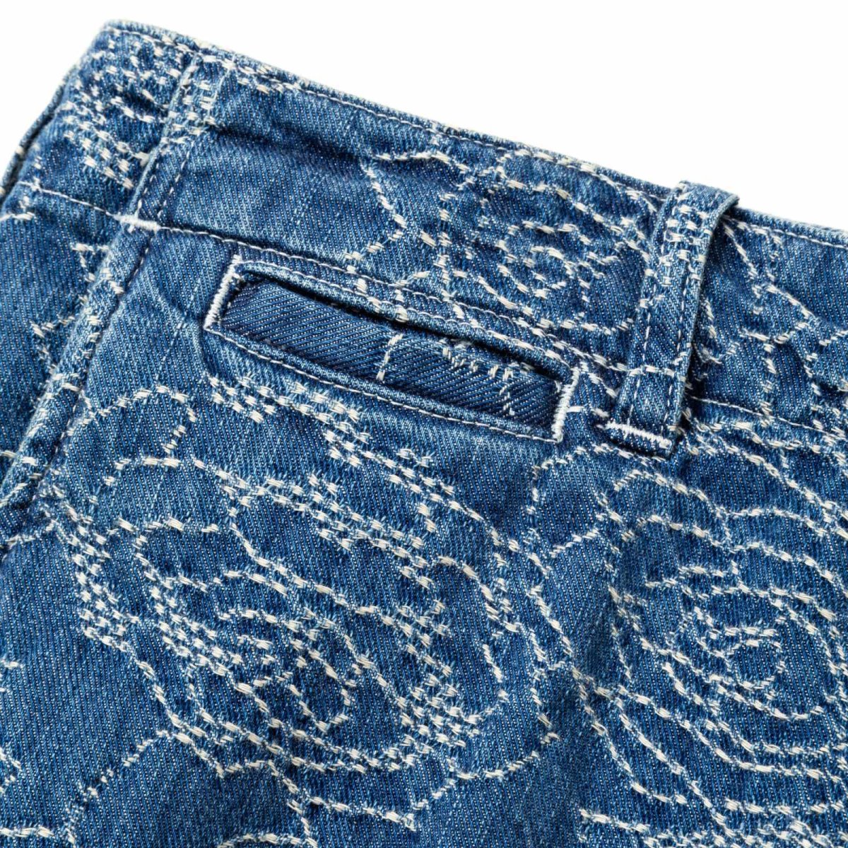 画像4: CALEE  ROSE PATTERN JACQUARD DENIM SLACKS (4)