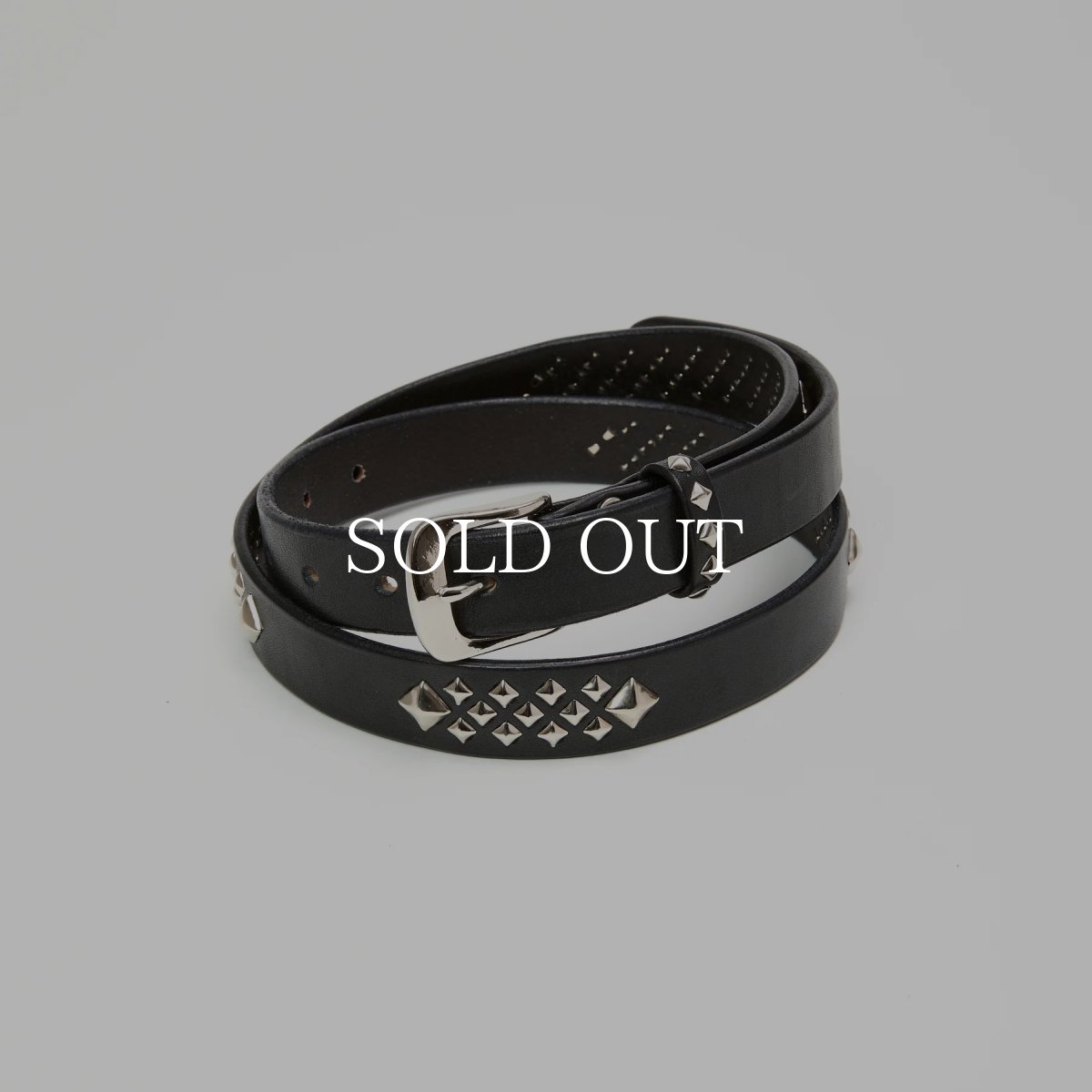 画像1: CALEE  STUDS LEATHER NARROW LONG BELT (1)