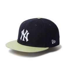 画像1: NEW ERA  59FIFTY Powered by GORO NAKATSUGAWA（MIN-NANO） ニューヨーク・ヤンキース メルトン ネイビー ライトグリーンバイザー (1)